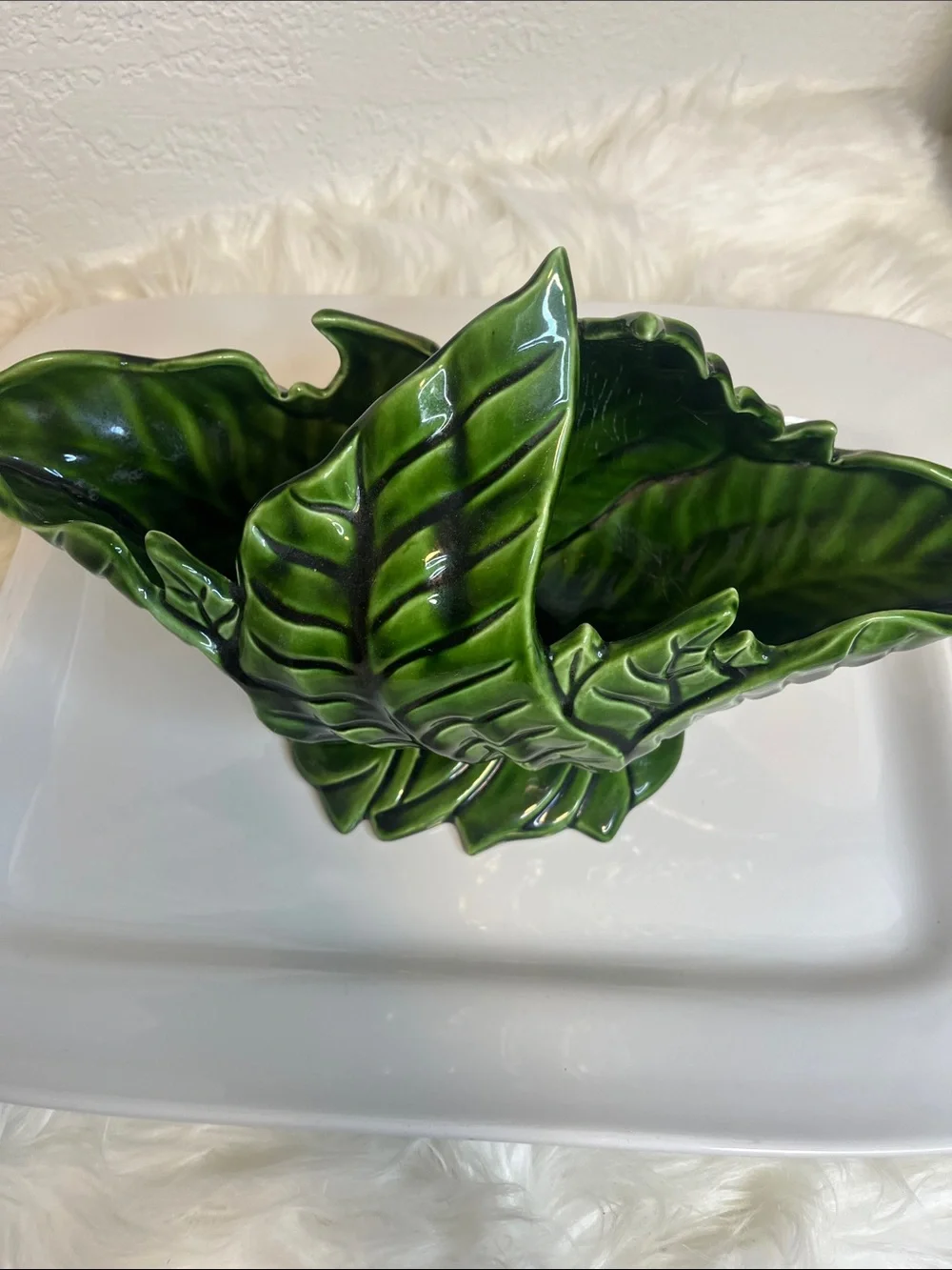 Green Leaf Ceramic Decorative Vase